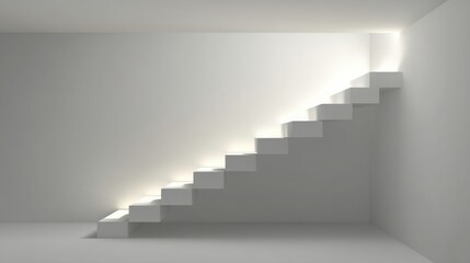 Poster - Elegant minimalist staircase bathed in light from above creating a glowing effect that invites ascension and reflection