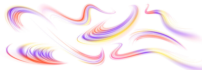 Wall Mural - abstract high-speed motion: colorful data stripes, expressway headlights, and city light trails with