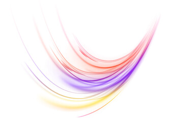 Fototapete - Abstract background of neon curved lines and light rays on white background PNG. Sport car is made of polygons, lines and connected dots.	