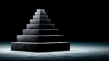 Poster - Bold black and white tower rising dramatically against a dark background creating an eye-catching architectural feature