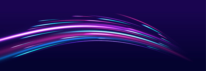 Wall Mural - blue glowing lines flow in an abstract air motion effect. vector radial spirals combine with light s