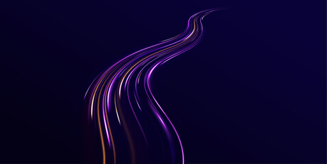 Wall Mural - neon futuristic network technology glows on a dark background. movement and speed effects highlight 