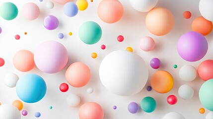 Poster - Colorful 3D Circles and Spheres on White Background for Design