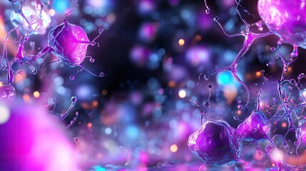 Poster - Colorful Abstract Cells with Bubbles in Dynamic Background
