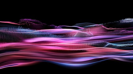 Poster - Abstract Waves of Light in Vibrant Colors on Dark Background