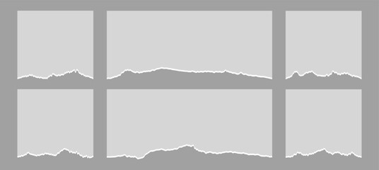 Fototapete - Set of torn paper sheets, ripped paper frames vector illustration