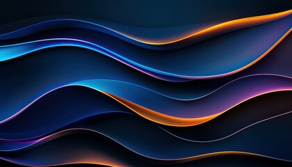 Poster - Abstract waves in vibrant blue and orange hues create a dynamic visual experience.