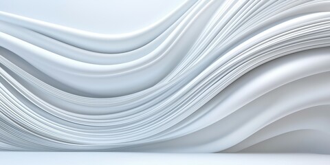 Poster - Elegant, flowing white abstract design with smooth curves and soft textures.