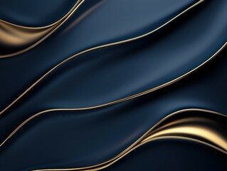 Poster - Elegant waves of dark blue with golden highlights create a sophisticated texture.