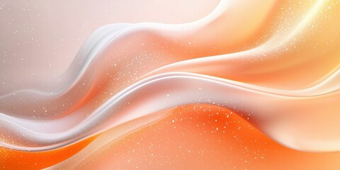 Poster - Abstract orange and white waves with a soft, flowing texture and sparkling details.