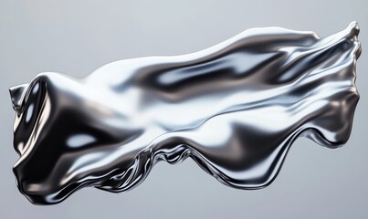 Aufkleber - Silver liquid flowing, abstract design, grey background, for website banners
