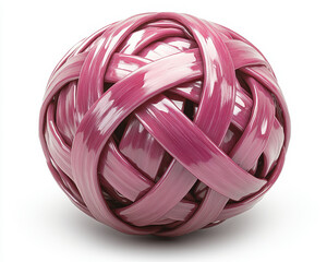 Poster - image of a glossy elastic ball with interwoven strands on white background