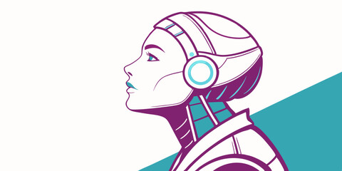 Poster - Cyberpunk Woman AI, Technology, and Futuristic Female Portrait Illustration
