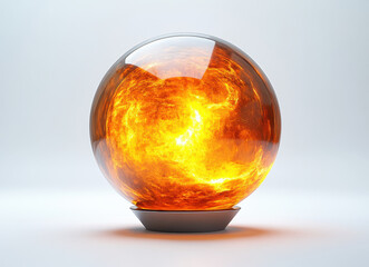 Poster - image of glowing fiery sphere isolated on white background representing energy concept and dynamic light