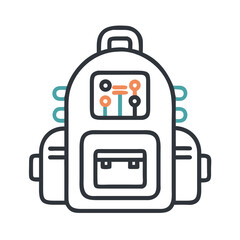 Aufkleber - AI Backpack Icon with Circuit Design – Futuristic Artificial Intelligence Symbol