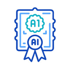 Aufkleber - AI Badge Icon with Binary Code – Artificial Intelligence Symbol
