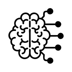Poster - Brain with Nodes Icon Representing Neural Network and AI Processing