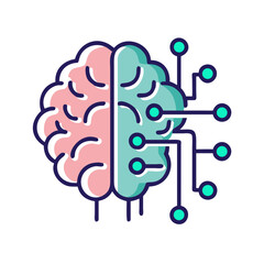 Poster - Brain with Circuits Icon Representing Machine Learning and AI Processing