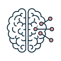 Poster - Brain with Nodes Icon Representing Neural Network and AI Processing