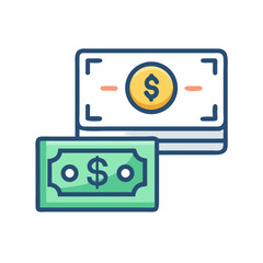Poster - Cash and Credit Card Icon Representing Payment Methods and Financial Transactions