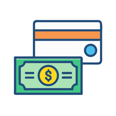 Poster - Cash and Credit Card Icon Representing Payment Methods and Financial Transactions