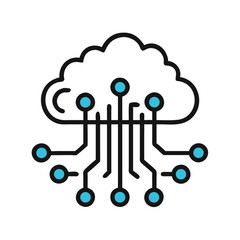 Aufkleber - Cloud Icon with Circuits Representing AI Cloud Computing and Digital Infrastructure