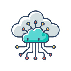 Aufkleber - Cloud Icon with Circuits Representing AI Cloud Computing and Digital Infrastructure