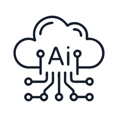 Aufkleber - Cloud Icon with Circuits Representing AI Cloud Computing and Digital Infrastructure