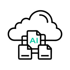 Aufkleber - Cloud with Folder Icon Representing AI Data Storage and Cloud Computing
