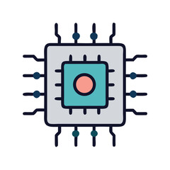 Poster - CPU Chip Icon Representing Machine Processing and Computational Power