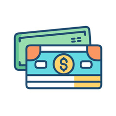 Poster - Credit Card with Cash Icon Representing Mixed Payment Methods and Transactions