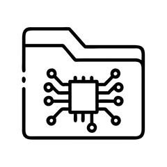 Leinwandbilder - Folder with Circuits Icon Representing AI File and Digital Intelligence Storage