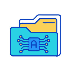 Leinwandbilder - Folder with Circuits Icon Representing AI File and Digital Intelligence Storage