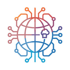 Aufkleber - Globe with Circuit Nodes Icon Representing Global Connectivity and Digital Network