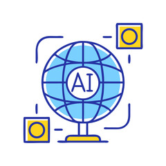 Aufkleber - Globe with Scanner Frame Icon Representing AI-Powered Global Recognition and Analysis