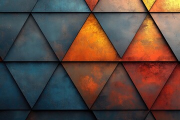 Poster - An abstract arrangement of triangle shapes with different colors
