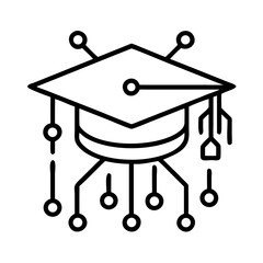 Aufkleber - Graduation Cap with Circuits Icon Representing AI Education and Learning Technology