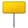 © KP Creative Stock - Blank Yellow Sign on Metal Post: A simple, yet impactful image of a blank yellow sign mounted on a metal post, a versatile design element perfect for conveying information, directions.