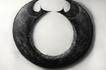 Poster - An abstract black painted ring shape on a white background