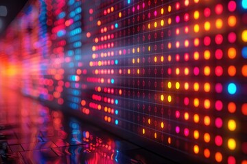 Poster - An abstract colorful glowing wall showing digital data and information flow
