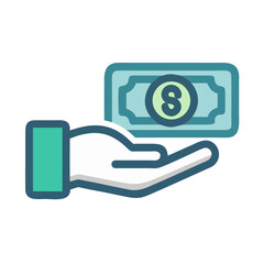 Poster - Hand with Cash Icon Representing Money Transfer