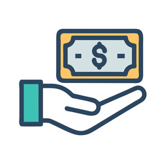 Poster - Hand with Cash Icon Representing Money Transfer