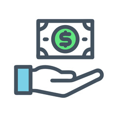 Poster - Hand with Cash Icon Representing Money Transfer