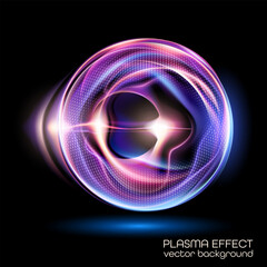 Poster - Abstract 3d vector sphere. Deep vector background with neon effects and soft geometry reminiscent of smoke, water or digital flow. Used in digital and web design.
