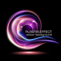 Poster - Vector composition with pulsation effect and neon waves. Abstract 3d sphere. Perfect for technological and musical visualizations.
