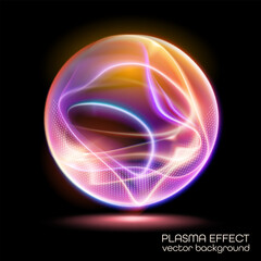 Poster - Abstract 3d vector sphere. Modern vector background with neon swirls. Cyberspace, digital technology and futuristic style image.