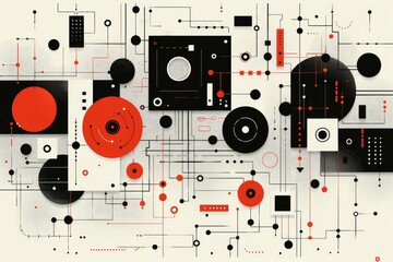 Poster - an abstract illustration of interconnected geometric shapes and lines