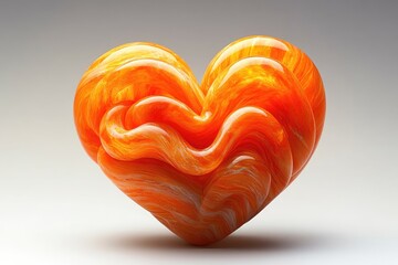 Poster - An Abstract Rendered Heart With Orange And White Swirling Layers