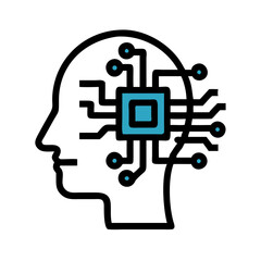 Poster - Human Face with Circuit Icon Representing AI Identity