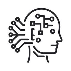 Poster - Human Face with Circuit Icon Representing AI Identity